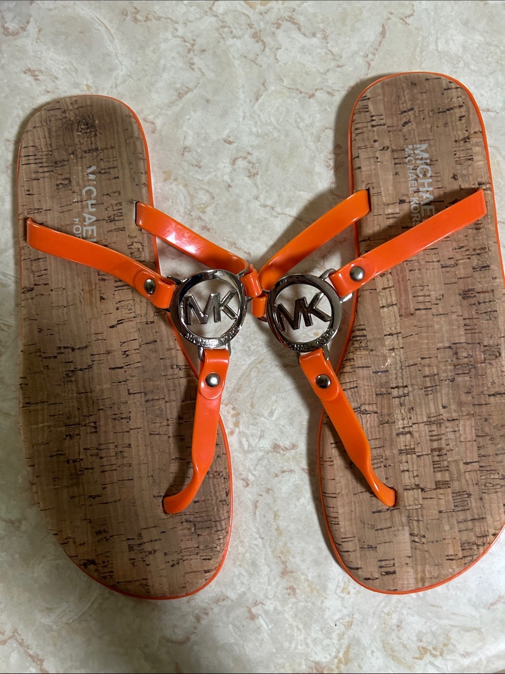 MICHAEL Michael Kors Orange Logo Thong Sandals